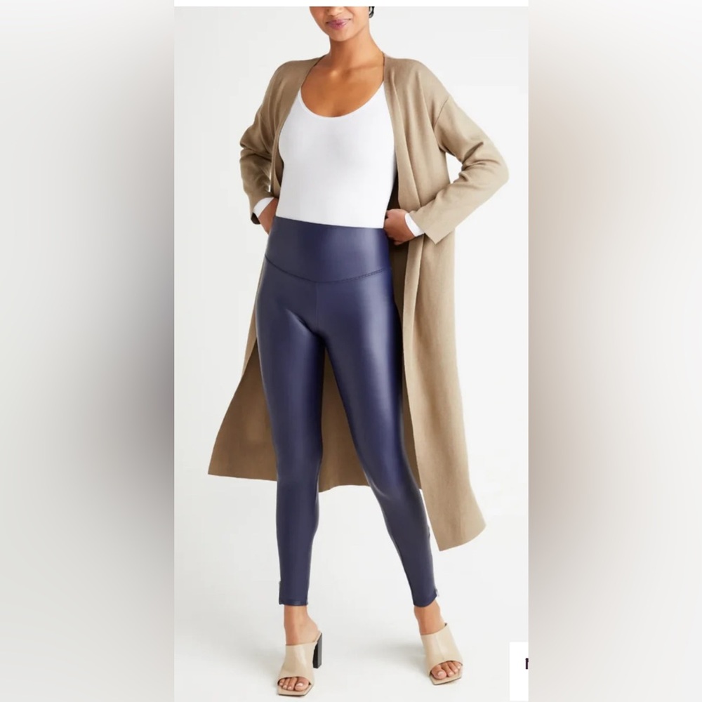 Yummie Faux Leather Navy Leggings